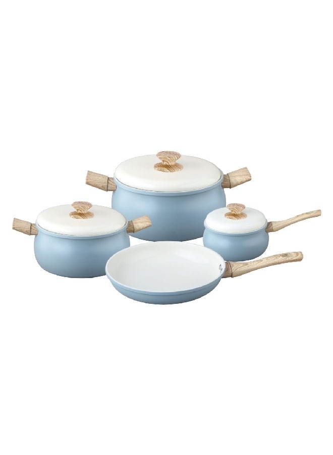 PARFAIT 7-Piece Durable Non-Stick Aluminium Cookware Set Light Blue And White 35 X 57 X 18 Cm2017B-5-B