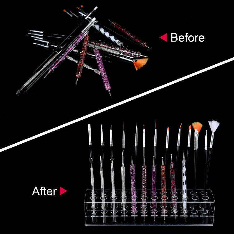 Wiojtry Nail Art Tool Organizer, nail brush holder, nail technician gifts, Storage for Storing Pro Beauty Finger Nailcare Art Kit Tools Makeup Display Case Refillable Container Holder Organization - Image 4