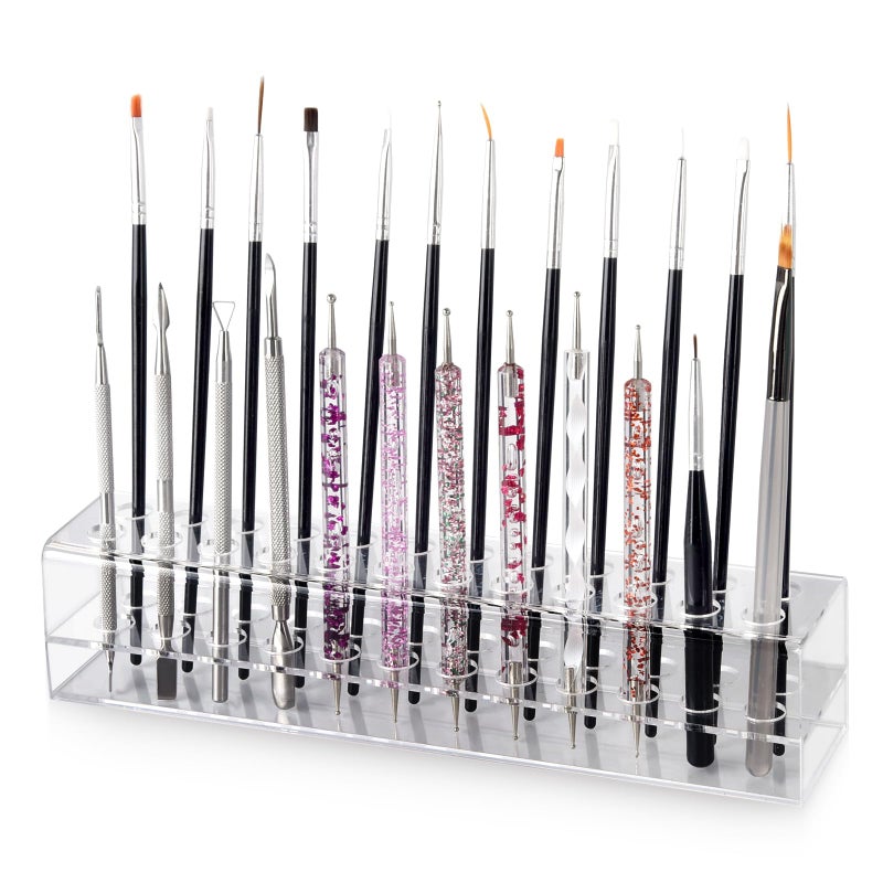 Wiojtry Nail Art Tool Organizer, nail brush holder, nail technician gifts, Storage for Storing Pro Beauty Finger Nailcare Art Kit Tools Makeup Display Case Refillable Container Holder Organization - Image 1