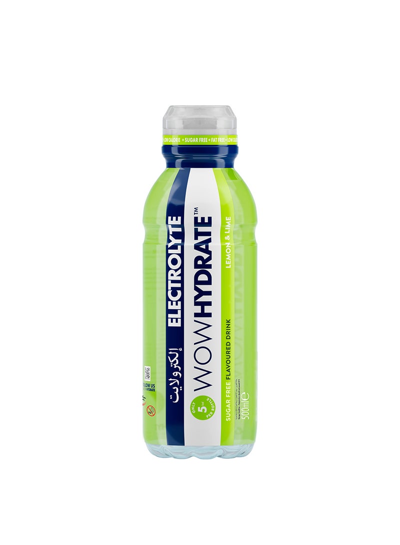 WOW Hydrate مشروب إلكتروليت فيتامينات أساسية خالي من السكر منخفض السعرات 12 × 500 مل ليمون و ليمون أخضر - Image 2