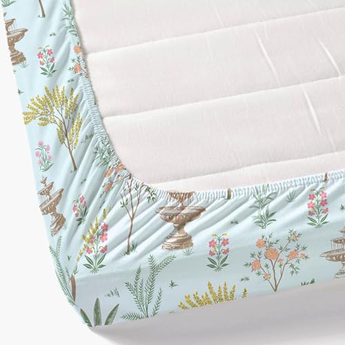 Dreamscape 100% Cotton King Fitted Floral Bedsheet With 2 Pillow Covers - (Size 72 x 78 inches, 200 TC, Colour - Sea Green: Mint Green) - Image 5