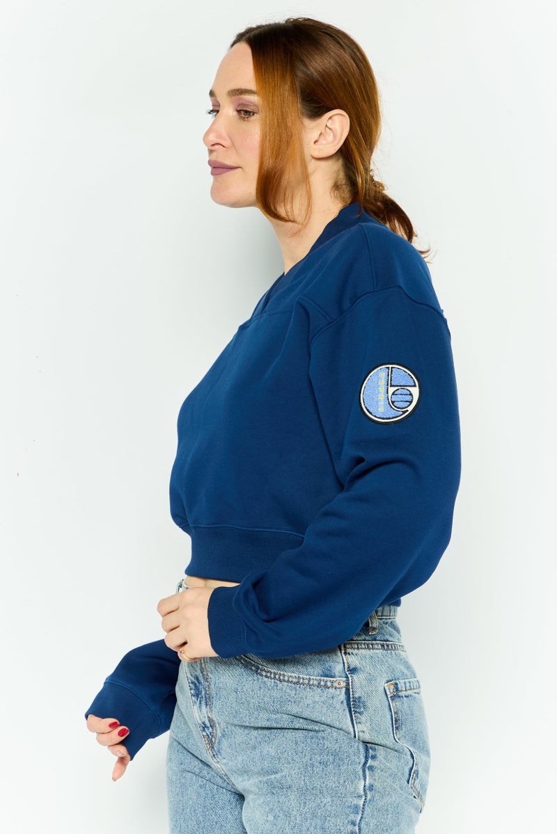 ESPRIT Women Crew Neck Long Sleeve Graphic T Shirt, Navy - Image 3