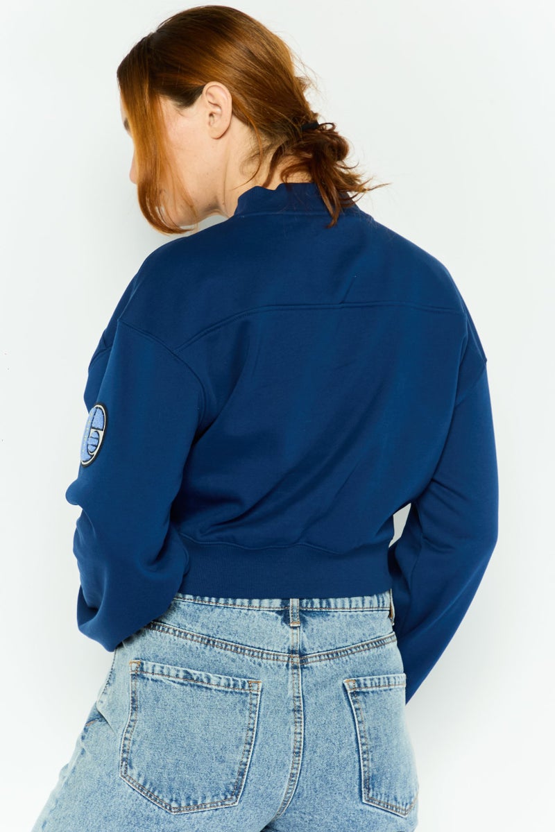 ESPRIT Women Crew Neck Long Sleeve Graphic T Shirt, Navy - Image 4