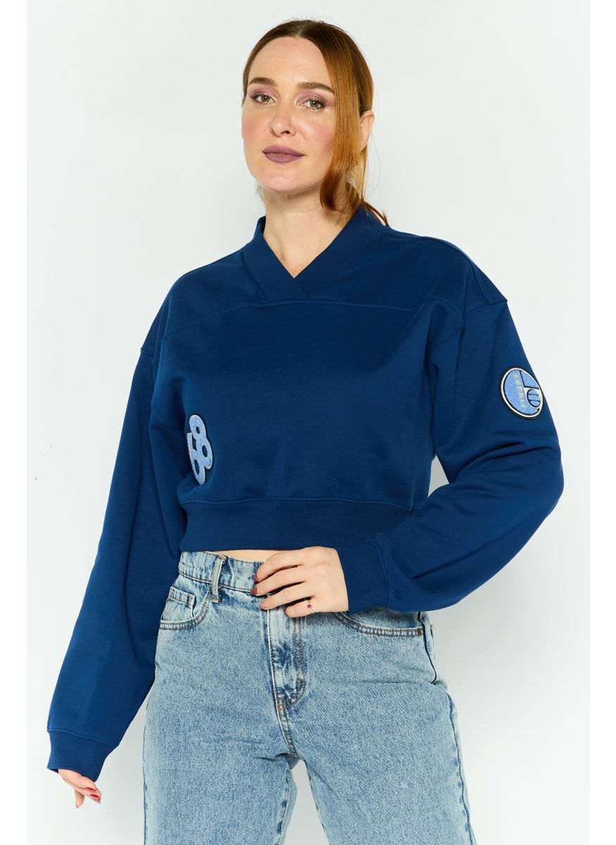 Women Crew Neck Long Sleeve Graphic T Shirt, Navy - pzsku/ZDFFB050A78AA7EA244FBZ/45/_/1737641858/87b9dd98-40bc-4929-8841-f671cff7be36