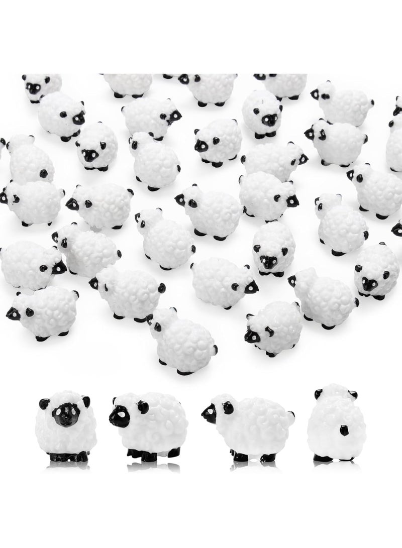 SYOSI Mini Sheep Figurines, Small Animal Resin Models for Fairy Garden and Micro Landscape Decoration, Realistic White Sheep Ornaments for Cake Topper, Flower Pot and Home Decor, 20pcs, White - Image 1