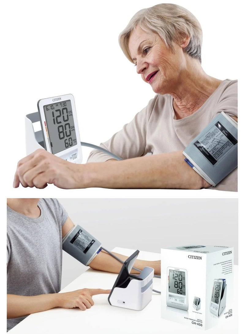 CITIZEN Digital Arm Blood Pressure Monitor CH-456 Fully Automatic with Oscillometric Method, Big LCD Screen, Convenient Storage, Smart Features, Reliable Results - Image 3