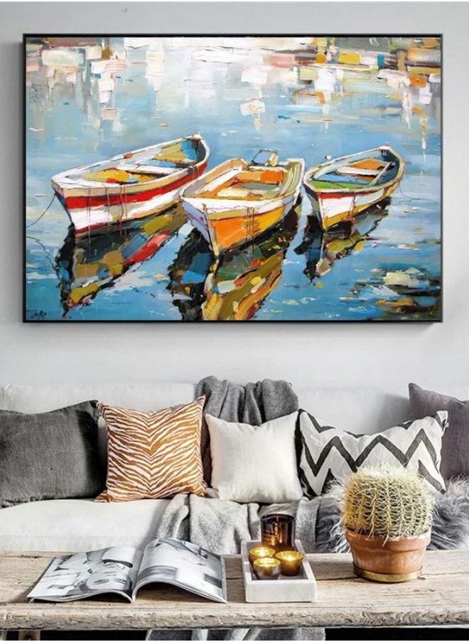 Generic Classic Boats Oil Canvas Painting Sea Landscape Posters and Prints Wall Art Picture for Living Room Home Decor Cuadros  - Image 1