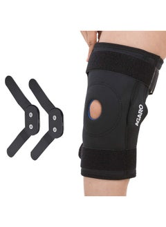 AGARO AGARO Hinged Knee Wrap With Open Patella, Rigid Biaxial Hinge Knee Brace for Joint Pain Relief, Workout, Arthritis & Ligament Tear, Neoprene, Knee Cap for Men & Women, Large, Black  - Image 1
