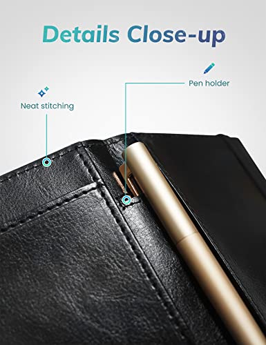 Yarnic Checkbook Cover for Personal Checkbook, Checkbook Holder with Pen Holder & Built-in Clear Plastic Divider for Duplicate Checks (Black & Rose Gold) - Image 3