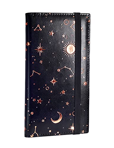 Yarnic Checkbook Cover for Personal Checkbook, Checkbook Holder with Pen Holder & Built-in Clear Plastic Divider for Duplicate Checks (Black & Rose Gold) - Image 1