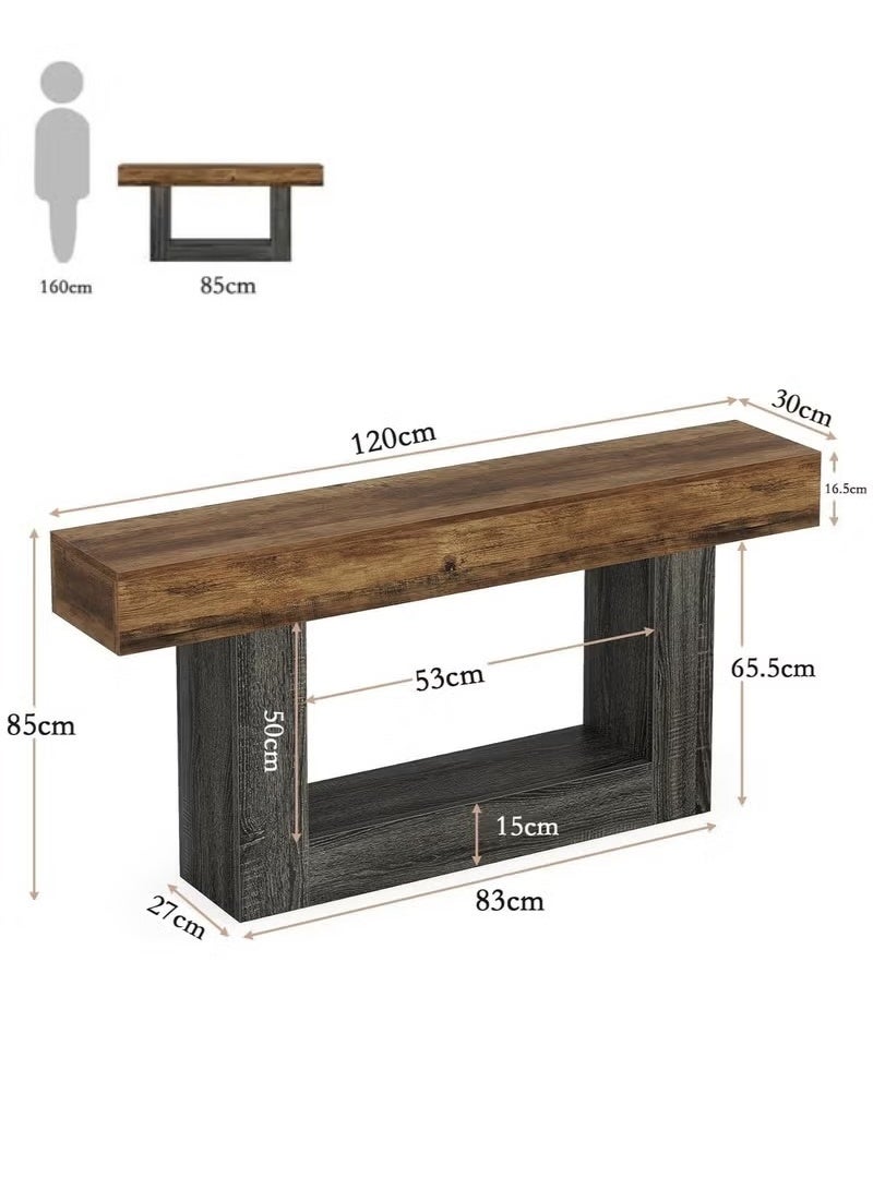 شو وو طاولة كونسول ضيقة للمدخل مع أرفف تخزين، طاولة أريكة خشبية طويلة لغرفة المعيشة والممر - Image 2
