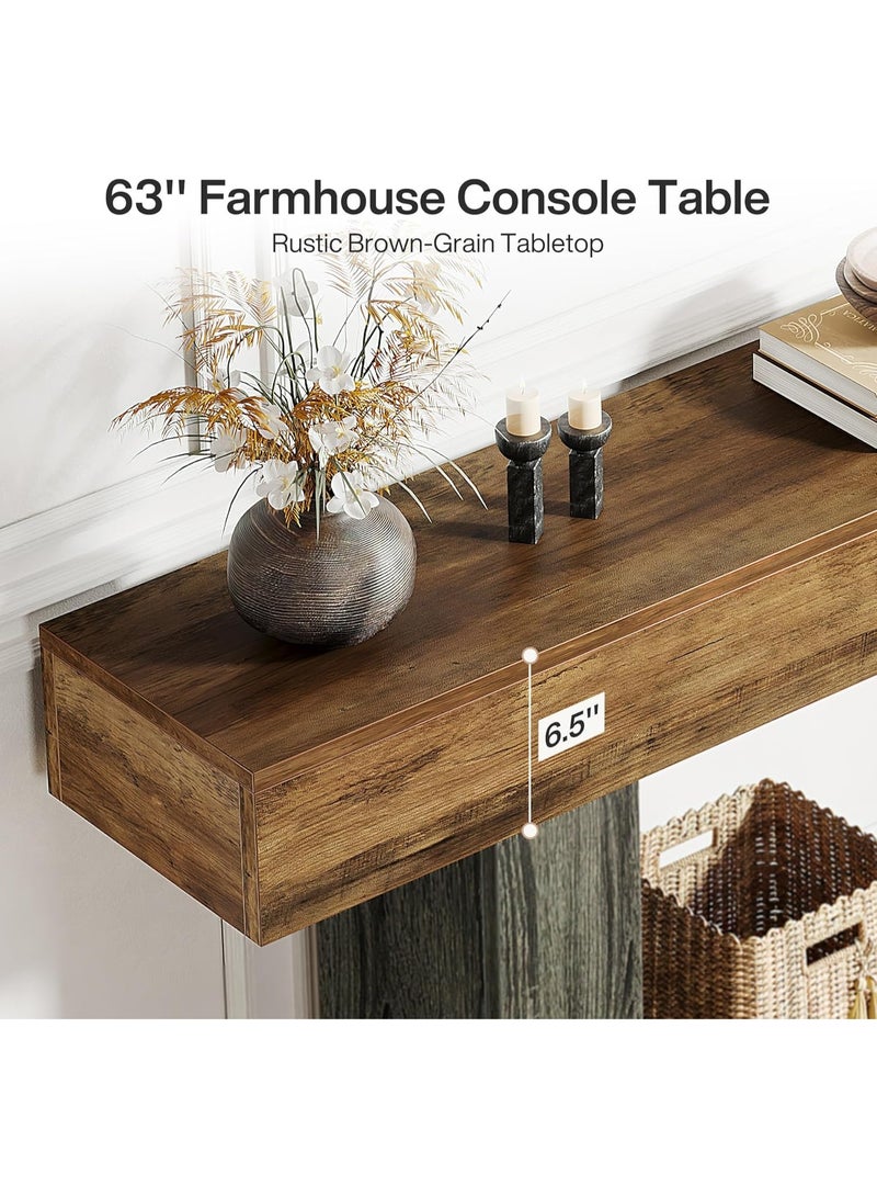 شو وو طاولة كونسول ضيقة للمدخل مع أرفف تخزين، طاولة أريكة خشبية طويلة لغرفة المعيشة والممر - Image 3