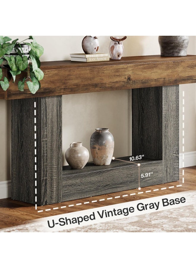 شو وو طاولة كونسول ضيقة للمدخل مع أرفف تخزين، طاولة أريكة خشبية طويلة لغرفة المعيشة والممر - Image 5