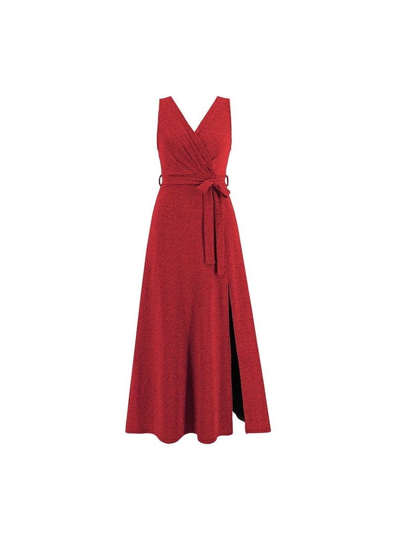 Loquat Sleeveless V-neck Party Dress Split Dress  - Image 1