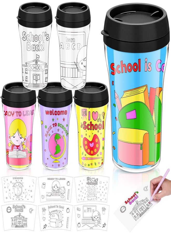 Maxdot 6 10 oz DIY Your Own Cups & Mug for Kids 100 Day of School Color Your Own Plastic Mugs for Party Favors Crafts Classroom Cup for Classroom - Image 1