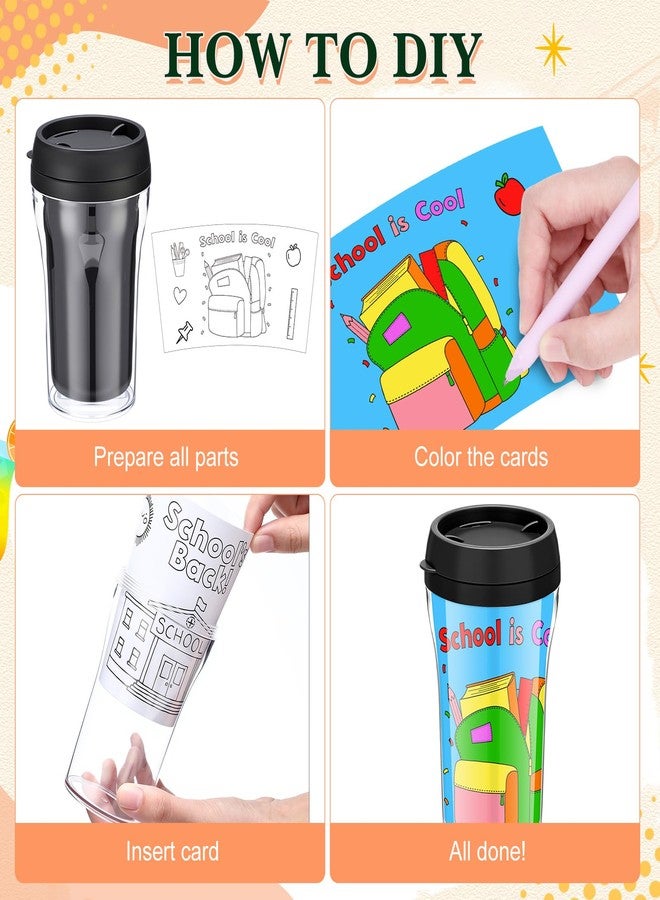 Maxdot 6 10 oz DIY Your Own Cups & Mug for Kids 100 Day of School Color Your Own Plastic Mugs for Party Favors Crafts Classroom Cup for Classroom - Image 3