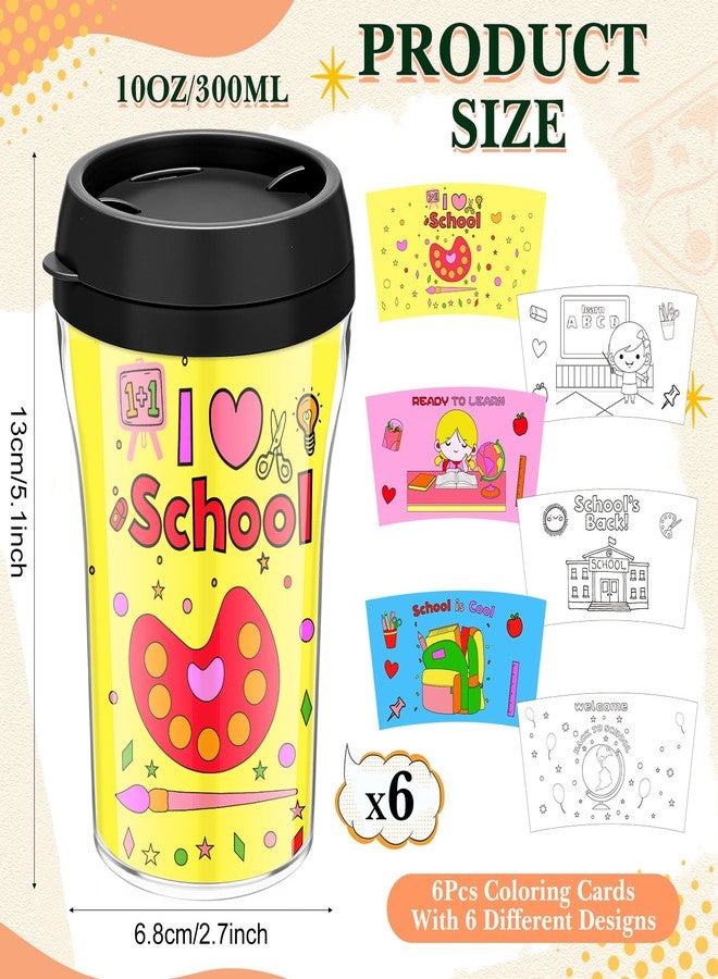 Maxdot 6 10 oz DIY Your Own Cups & Mug for Kids 100 Day of School Color Your Own Plastic Mugs for Party Favors Crafts Classroom Cup for Classroom - Image 2