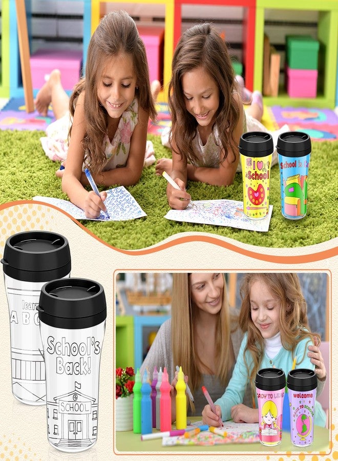 Maxdot 6 10 oz DIY Your Own Cups & Mug for Kids 100 Day of School Color Your Own Plastic Mugs for Party Favors Crafts Classroom Cup for Classroom - Image 4