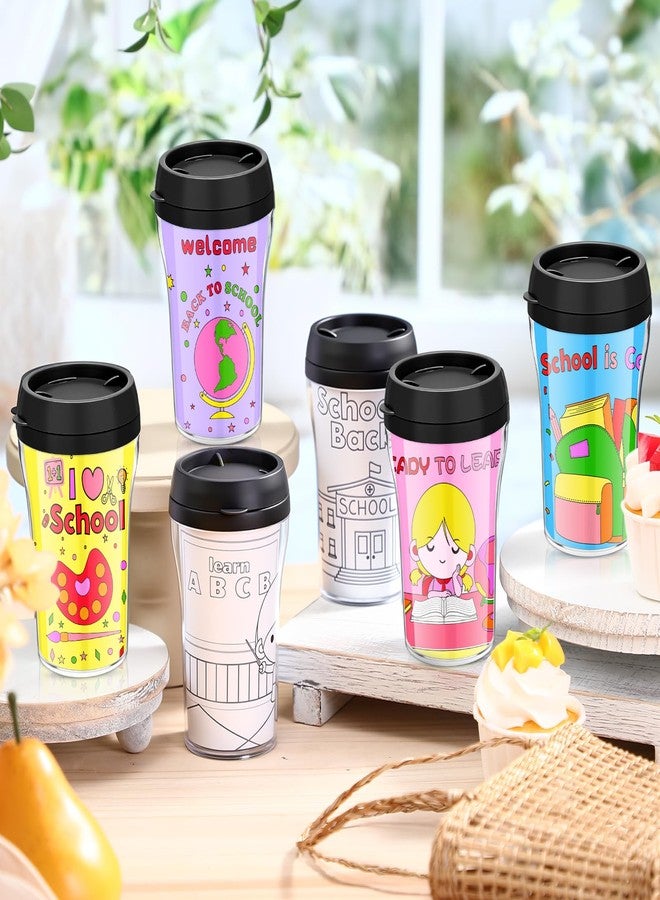 Maxdot 6 10 oz DIY Your Own Cups & Mug for Kids 100 Day of School Color Your Own Plastic Mugs for Party Favors Crafts Classroom Cup for Classroom - Image 5