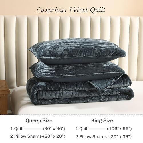 AJOCCI Luxury Velvet Queen Comforter Set, Blue Queen Size Comforter Sets, Stormy Blue Queen Quilt Bedding Set, Luxurious Plush Bedspreaqd Sets,Soft Lightweight Comforter for All Season - Image 5