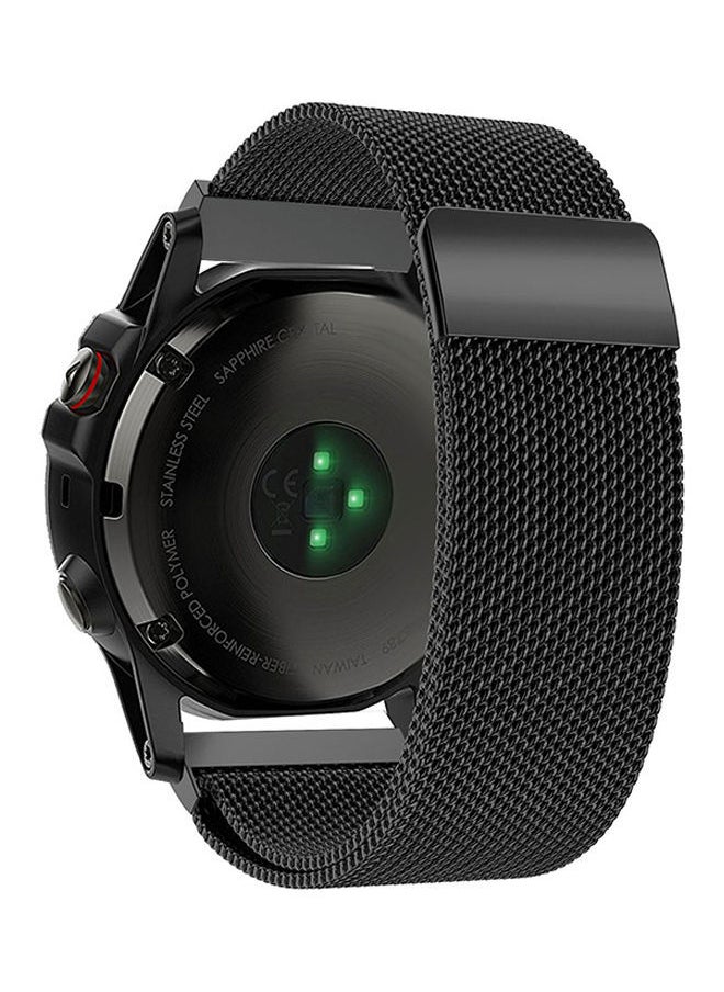 NIBEMINENT - Milanese Loop Smart Watch Band For Garmin Fenix 5X Black - Image 1