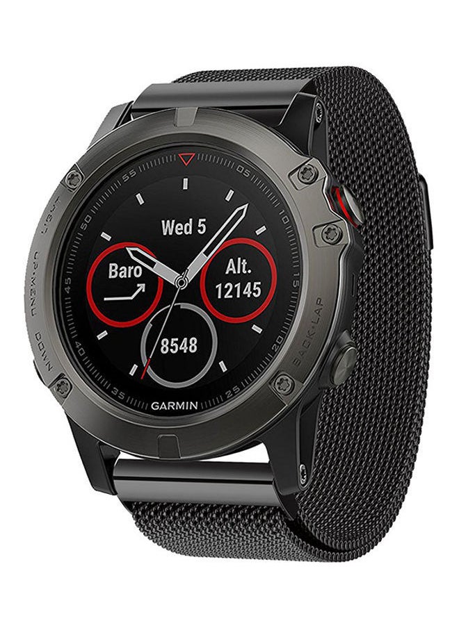 NIBEMINENT - Milanese Loop Smart Watch Band For Garmin Fenix 5X Black - Image 1