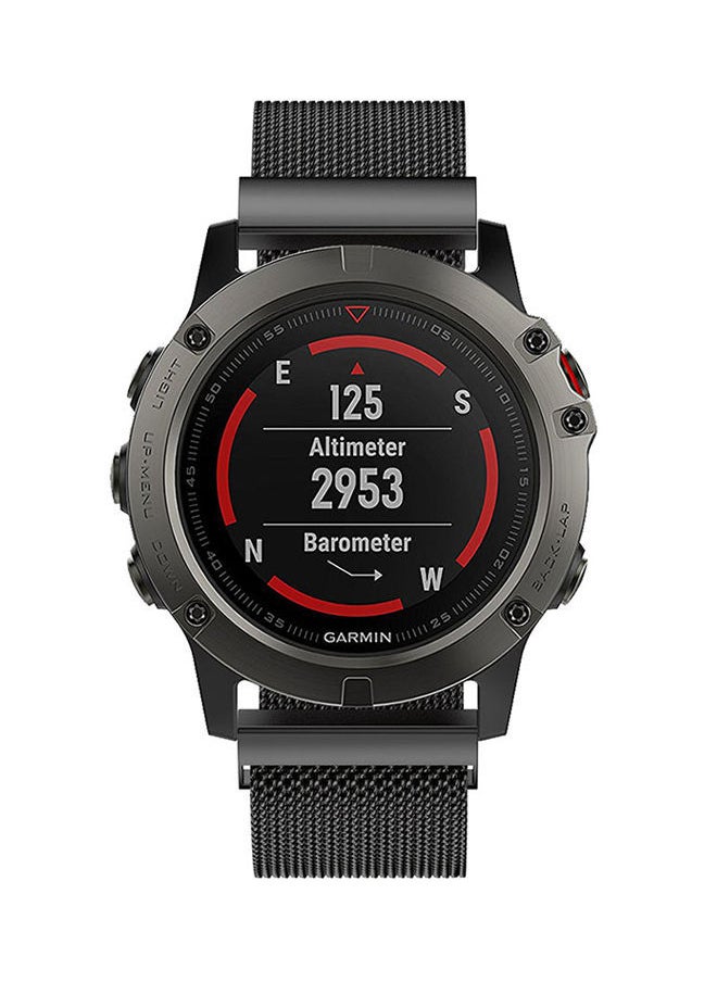 NIBEMINENT - Milanese Loop Smart Watch Band For Garmin Fenix 5X Black - Image 1