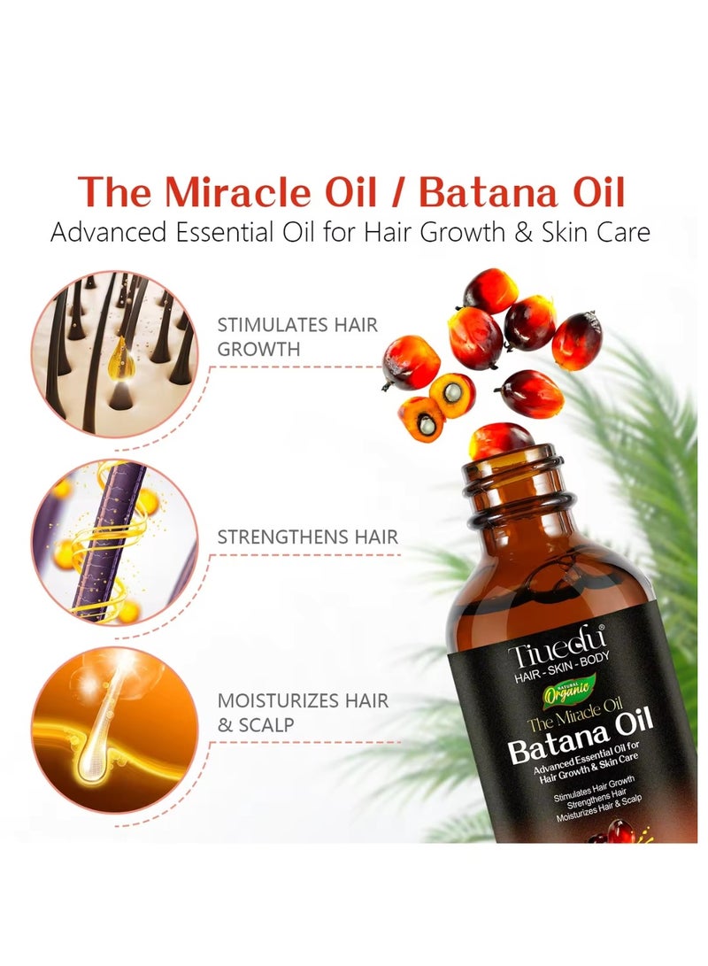 Tiuedu Natural Batana Oil 60ml for Hair Care Hair Conditioner Oil for Thin Hair Repair Damaged Hair Nourishes Thin Hair Scalp Skin and Loss Hair Growth Fit for All Hair Types Raw Batana Oil - Image 2