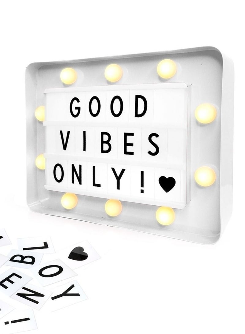 Salla Metal LED Message White Light Box With Letters Numbers and Symbols 21 x 17 cm - Image 1