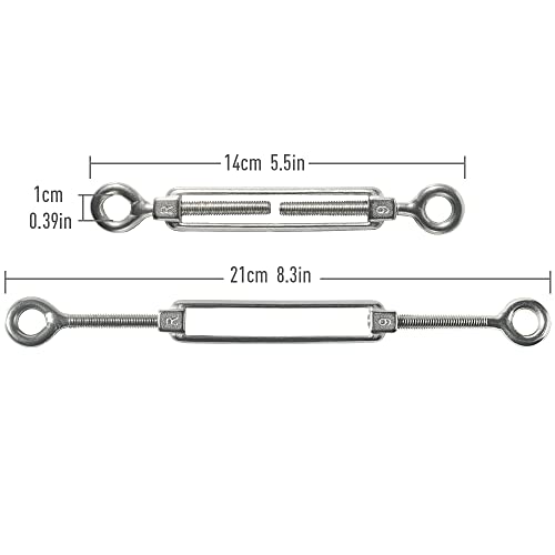 Cozihom M6 Eye & Eye/O to O Turnbuckle 304 Stainless Steel, Hardware Kit for Wire Rope Tension Heavy Duty, for Sun Shade, Tent Installation, Anti-Rust, 6 Packs - Image 3