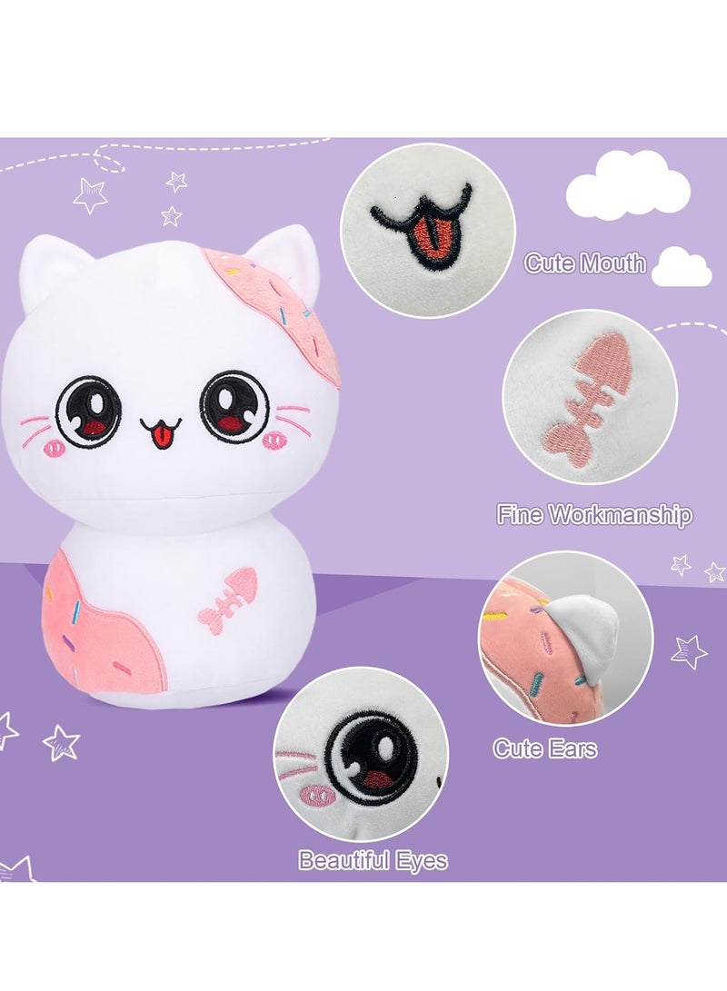 SYOSI 20cm White Pink Plush Stuffed Animal Pillow Soft Hugging Toy, Kawaii Kitten Plushies for Girls Baby Kids - Image 3