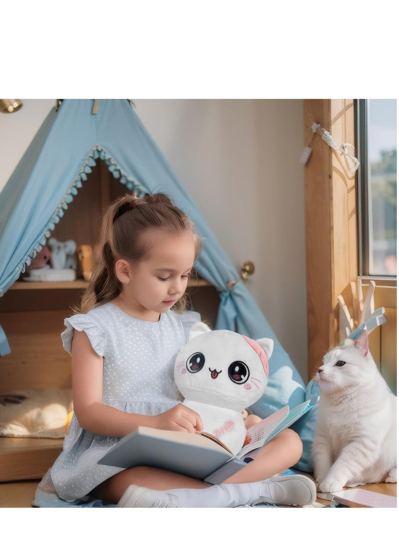 SYOSI 20cm White Pink Plush Stuffed Animal Pillow Soft Hugging Toy, Kawaii Kitten Plushies for Girls Baby Kids - Image 2