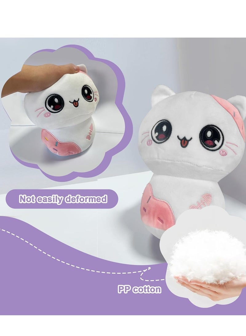 SYOSI 20cm White Pink Plush Stuffed Animal Pillow Soft Hugging Toy, Kawaii Kitten Plushies for Girls Baby Kids - Image 5