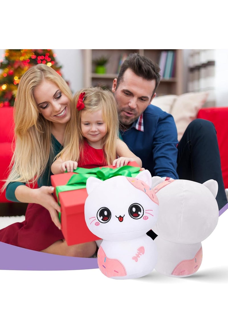 SYOSI 20cm White Pink Plush Stuffed Animal Pillow Soft Hugging Toy, Kawaii Kitten Plushies for Girls Baby Kids - Image 4