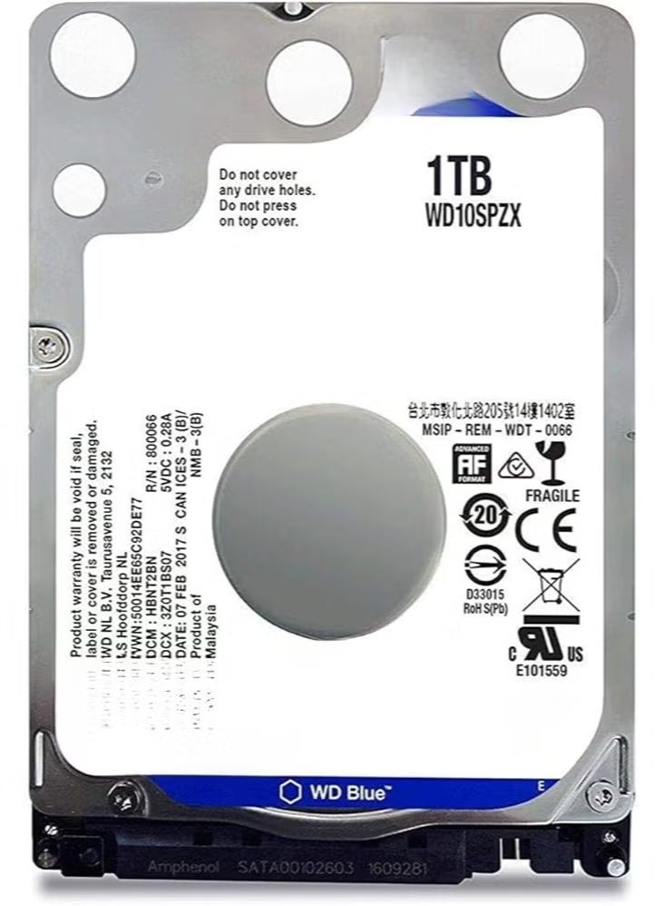 هارد ديسك داخلي للابتوب 2.5 بوصة بسعة 1 تيرابايت، SATA III بسرعة 6Gb/s، سرعة دوران 5400RPM، ذاكرة كاش 128MB