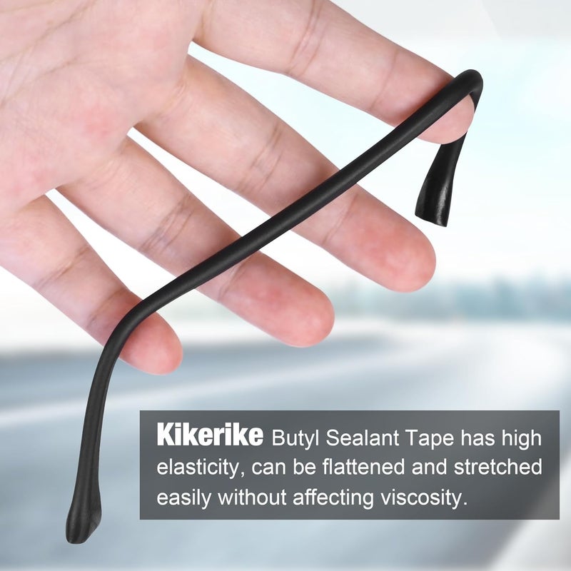Kikerike Butyl Rubber Tape Headlight Glue Sealant Rope 14.8Ft Diameter 9.5mm Butyl Putty Foam Strip Butyl Rubber Caulk Sealer for Automotive(Car RV Truck Marine) Window Door Windshield Sealing - Black, 2 Rolls - Image 4