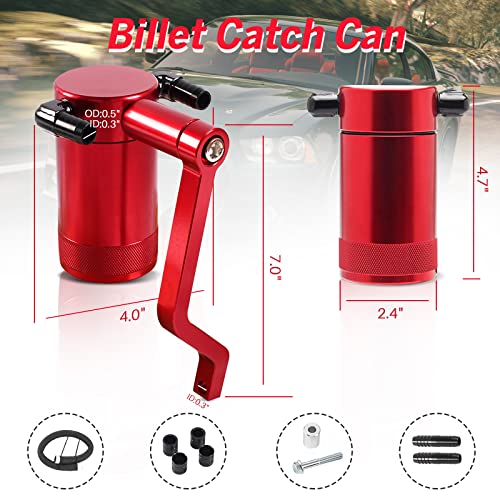 POSENG Billet Catch Can Air Oil Separator Z-Bracket Technology Compatible with Chrysler Dodge Charger Challenger 2011-2021 6.4 L Red - Image 2