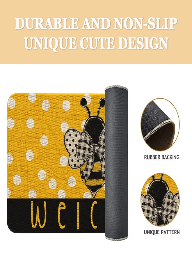Roszwtit Spring Summer Door Mat 30 X 17 Inch Yellow Bee Welcome Doormat Indoor Outdoor Entrance Floor Mat Non Slip Spring Summer Decor Rubber Welcome Mats - Image 3