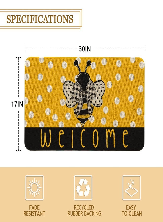 Roszwtit Spring Summer Door Mat 30 X 17 Inch Yellow Bee Welcome Doormat Indoor Outdoor Entrance Floor Mat Non Slip Spring Summer Decor Rubber Welcome Mats - Image 2