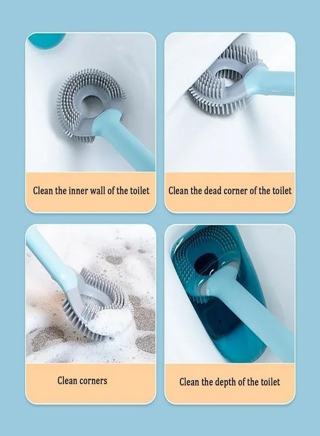 Cyrox 2 in 1 Soft Silicone Toilet Cleaner Brush with Ventilated Drying Holder Brushes for Bathroom Cleaning with Soft Bristle & Holder (1Pcs) - Image 3