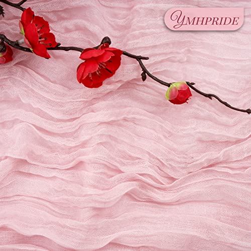 YMHPRIDE 12 Pack Cheesecloth Table Runner 35 x 120 inch Long Boho Cheese Cloth Gauze Table Runners Semi Sheer Table Runner for Wedding Decor, Bridal Shower, Birthday Party (Light Pink) - Image 3