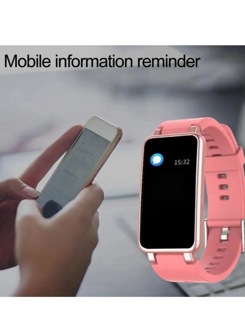 AROAQ C2 Smart Watch, IP67 Waterproof Health Monitoring Watch, Lightweight Large Display Smart Fitness Tracker, Comfortable Sports Bluetooth Smartwatch For Sports, Running, Climbing, Students, (1pc, Pink) - Image 3