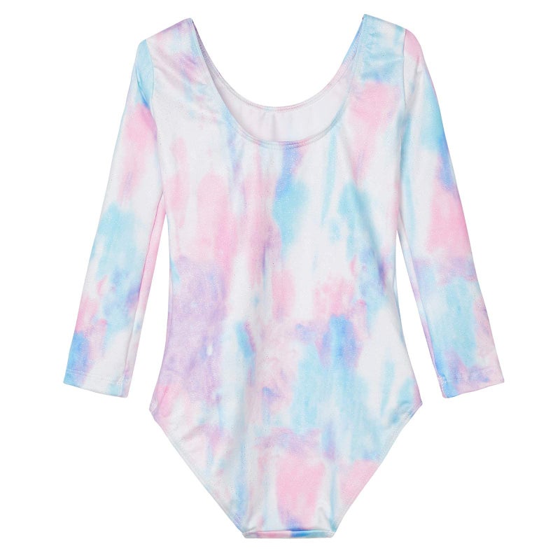 Domusgo Girls Gymnastics Leotards Size 3t 4t Sparkly Scrawl Multicolor One Piece Long Sleeve Dance Tumbling Outfits - Image 2