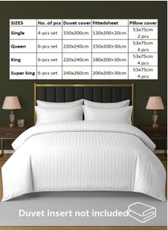 MAXQON 6-Piece Duvet Cover Set – Includes 1 Duvet Cover, 1 Fitted Sheet & 4 Pillowcases – King/Queen/Single Sizes, Color White  - Image 4