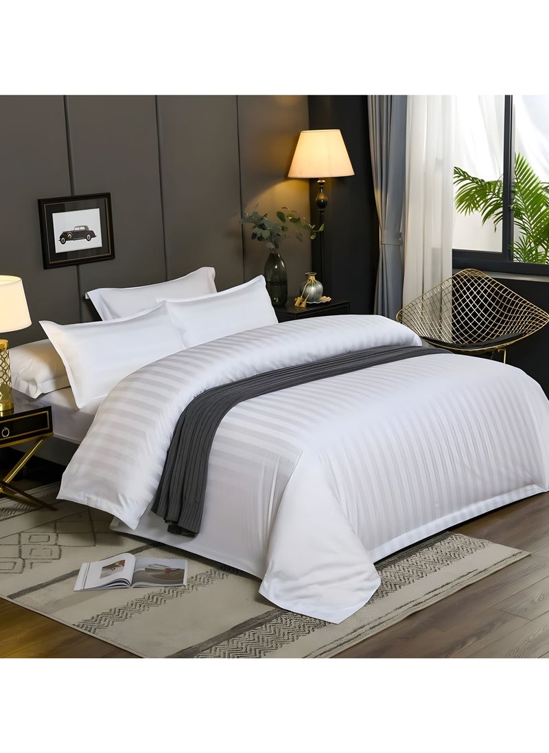 MAXQON - 6-Piece Duvet Cover Set – Includes 1 Duvet Cover, 1 Fitted Sheet & 4 Pillowcases – King/Queen/Single Sizes, Color White - Image 1