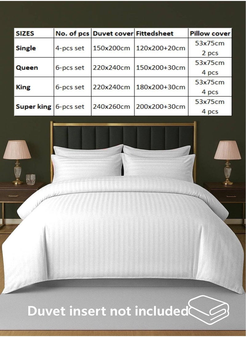 MAXQON - 6-Piece Duvet Cover Set – Includes 1 Duvet Cover, 1 Fitted Sheet & 4 Pillowcases – King/Queen/Single Sizes, Color White - Image 1
