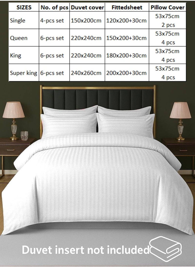 MAXQON 6-Piece Duvet Cover Set – Includes 1 Duvet Cover, 1 Fitted Sheet & 4 Pillowcases – King/Queen/Single Sizes, Color White  - Image 4