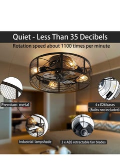 Momozone Fan Light Ceiling Fan with Light and Remote,Screw in Ceiling Fan Light for E27 Base,Easy to Install Dimmable LED for Bedroom Kitchen and Rooms,Timer  - Image 5