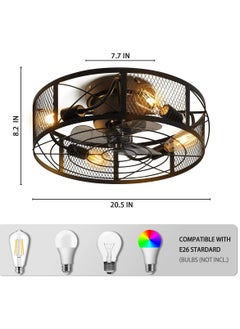 Momozone Fan Light Ceiling Fan with Light and Remote,Screw in Ceiling Fan Light for E27 Base,Easy to Install Dimmable LED for Bedroom Kitchen and Rooms,Timer  - Image 3