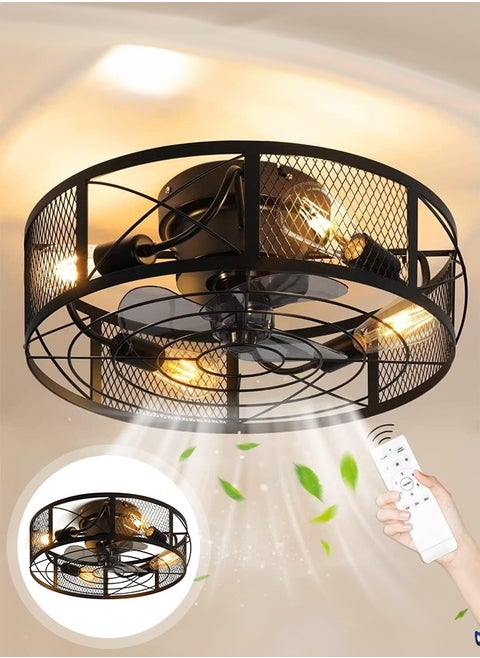 Fan Light Ceiling Fan with Light and Remote,Screw in Ceiling Fan Light for E27 Base,Easy to Install Dimmable LED for Bedroom Kitchen and Rooms,Timer